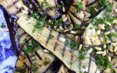 Aubergine antipasto with pine nuts & herbs