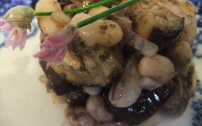 White bean, tapenade & aubergine salad