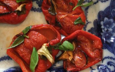 Roast Red Peppers with Tomatoes & Basil