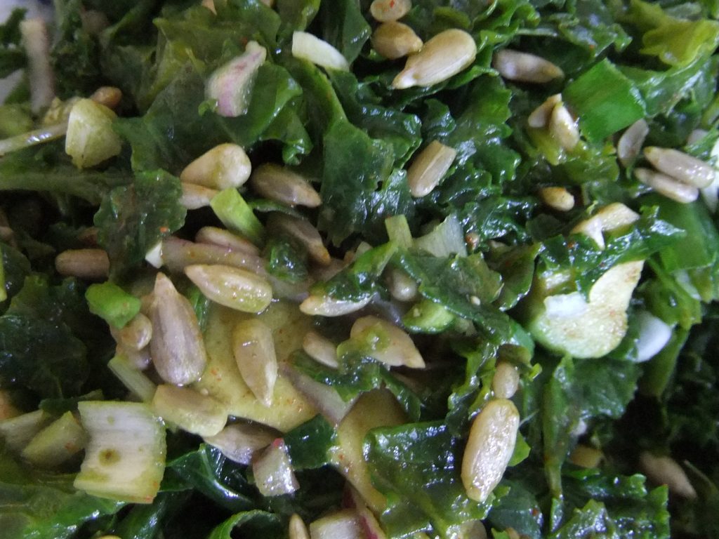 Summer wilted kale salad