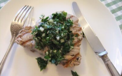 Tuna Steak with trifolato of herbs & garlic